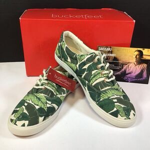 Bucket Feet Shoes Womens Size 8 Tropical Palm Leaf Sneakers NEW